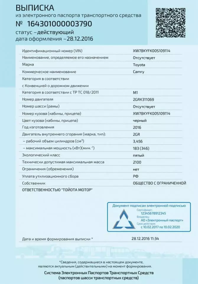 Электронный паспорт технического средства (ЭПТС)